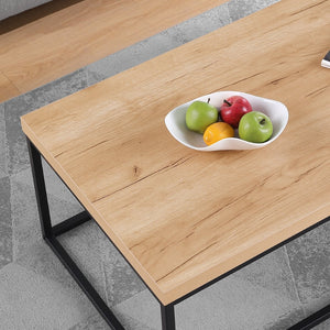 English Elm 47" Faux Stone Slab Coffee Table with Powder-coated Steel Frame for Modern Loft Living Oak W3151P400581