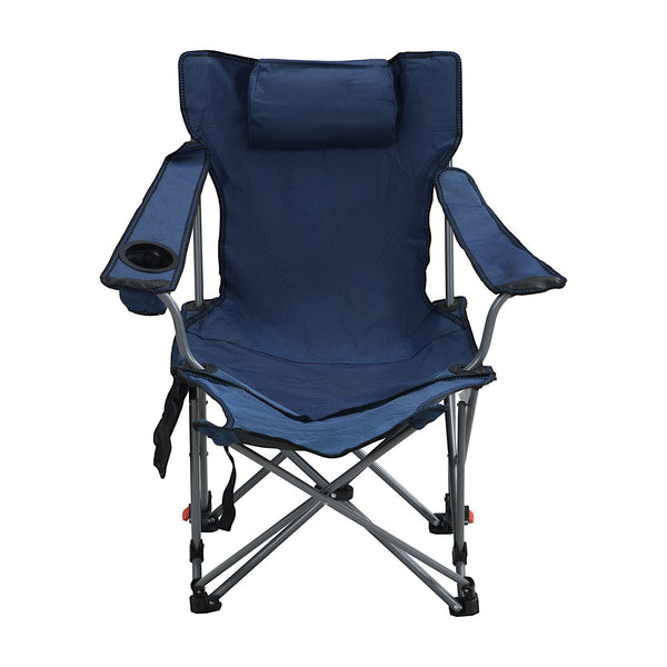 English Elm Outdoor Camping Chair Recliner Adjustable 3-Level Folding Portable with Cup Holder, Side Pockets, Dark Blue W2297P316508
