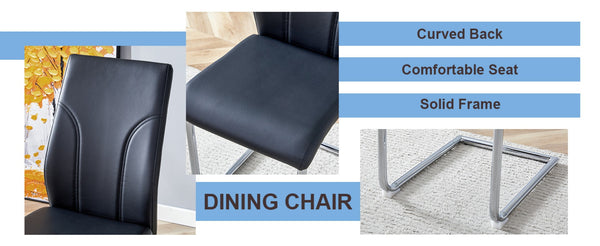 English Elm 2 High Back Pu Leather Dining Chairs with Tailored Stitching for Modern Home Seating W1151P203802