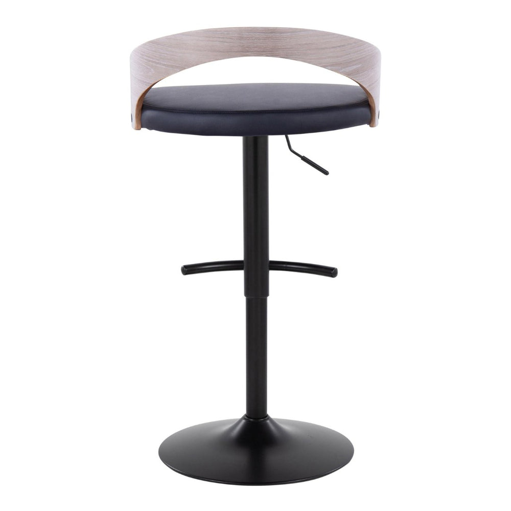 English Elm Adjustable Swivel Barstools with Faux Leather Seats and Black Metal Base Set of 3 B202S02022