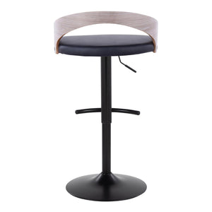 English Elm Adjustable Swivel Barstools with Faux Leather Seats and Black Metal Base Set of 3 B202S02022