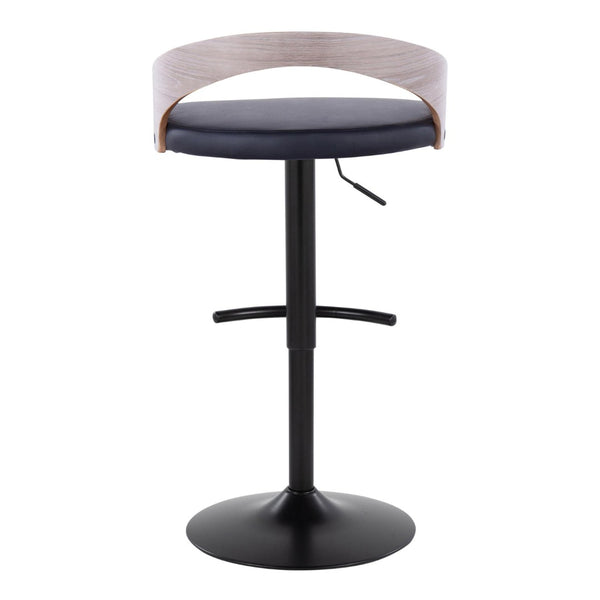 English Elm Adjustable Swivel Barstools with Faux Leather Seats and Black Metal Base Set of 3 B202S02022