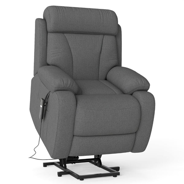 English Elm Power Lift Recliner For Seniors – Compact Electric Chair In Dark Gray Snowflake Velvet, Remote Control W1028S00052-GIGA