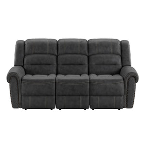English Elm Wallace & Bay - Gray Reclining Sofa with Slate Gray Fabric, Traditional Style, Easy-Care Comfort & Plush Support B361P384419
