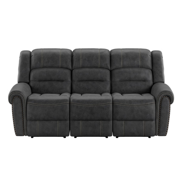 English Elm Wallace & Bay - Gray Reclining Sofa with Slate Gray Fabric, Traditional Style, Easy-Care Comfort & Plush Support B361P384419