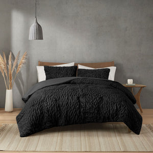 English Elm King/Cal Luxurious Ruched Faux Fur Down Alternative Comforter Set - Hypoallergenic, OEKO-TEX Certified Plush Bedding Black 11.81 L x 18.31 W x 10.63 H B035129368