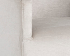 Sunpan Zane Glamorous Wheeled Lounge Chair with Brushed Brass Frame for Stylish Dining & Relaxation Spaces Piccolo Prosecco