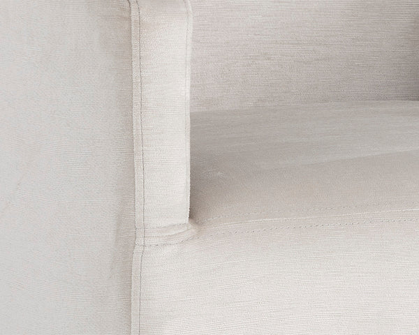 Sunpan Zane Glamorous Wheeled Lounge Chair with Brushed Brass Frame for Stylish Dining & Relaxation Spaces Piccolo Prosecco