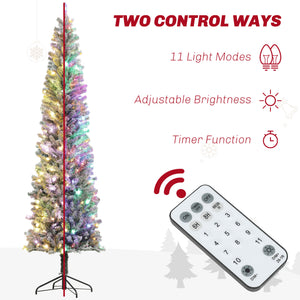 English Elm Homcom 9 Ft Pre-Lit Pencil Christmas Tree With 310 Led Lights, Flocked Design For Cozy Holiday Vibes W2225P249682