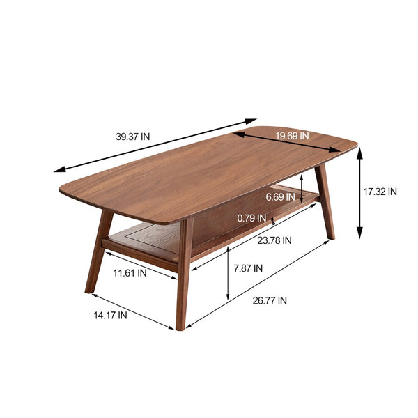 English Elm Center Solid Oak Two Tier Coffee Table Walnut Finish Natural Wood Living Room W1283P146706