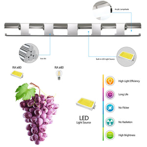 English Elm Modern 6-Light LED Bathroom Vanity Light Chrome Stainless Steel Acrylic 48" Dimmable 6000K Brightness W1340P206824