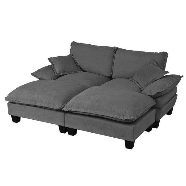 English Elm Modular Cloud Sectional Sofa Chenille Upholstered with Ottoman for Apartment Living Grey W3163S00116