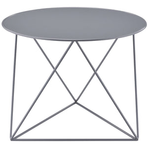 English Elm Grey Geometric Metal Base Accent Table with Round Scratch-Resistant Top, Modern Stable 23.5" Width B062P185685