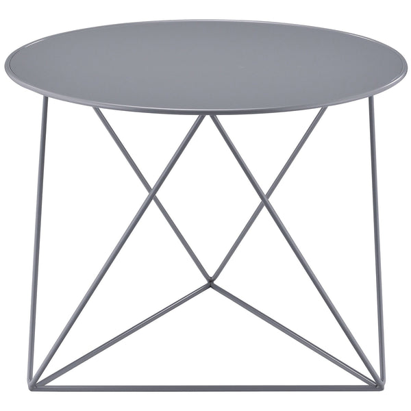 English Elm Grey Geometric Metal Base Accent Table with Round Scratch-Resistant Top, Modern Stable 23.5" Width B062P185685