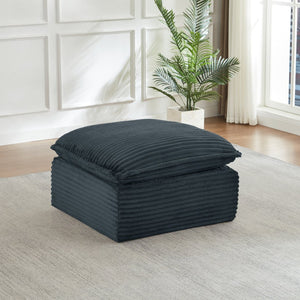English Elm Cloud Corduroy Sectional Sofa Plush Modular Seating with Convertible Ottoman for Living Rooms Dark Grey W2339P401440