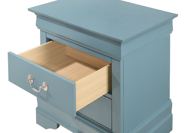 English Elm Compact Teal Nightstand with Two Drawers, 24"H x 21"W x 16"D, No Assembly, Bright Teal Accent Piece B078107857
