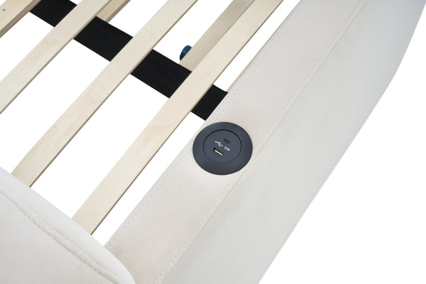 English Elm Twin Upholstered Daybed with Trundle Sofa Bed for Guest Room, Pine Wood Frame, Velvet Upholstery, Sturdy Slat Support and Full-Length Comfort Beige W1361S00020