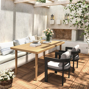 English Elm Christopher Knight Home® - Elko Modern 3-Piece Outdoor Dining Set With Acacia Wood Table & Beige Cushions For Cozy Spaces ELKOJANI3PCDSETB