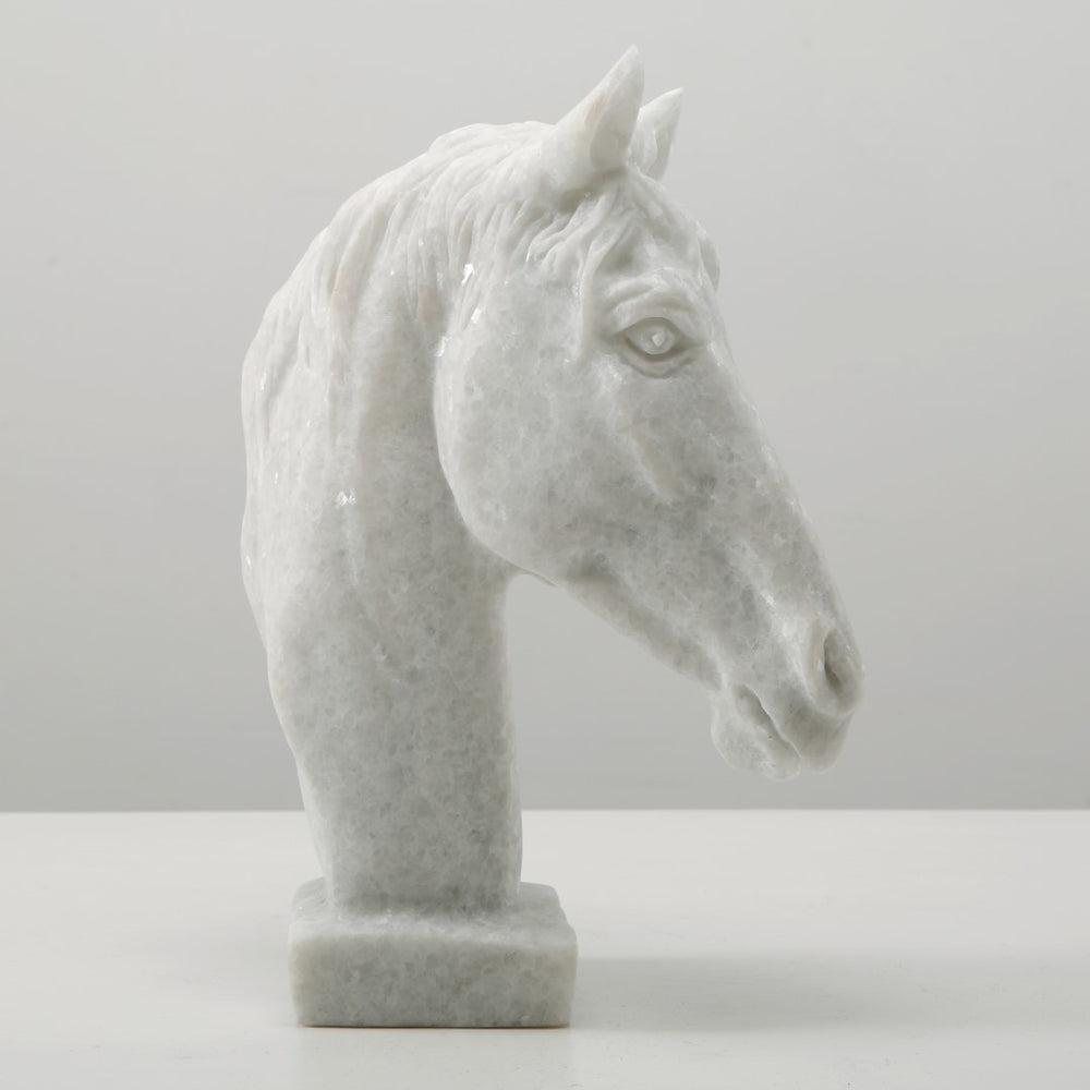 Lilys Hand Carved White Marble Horse Head 8X4X9.8H 8092-W