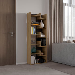 English Elm Bookcase, 11-Shelf Engineered Wood Organizer with Modern Oak & Wenge Finish, Durable, Eco-Friendly Storage Solution Natural Wood 68.5 L x 14.96 W x 5.51 H B097P296823