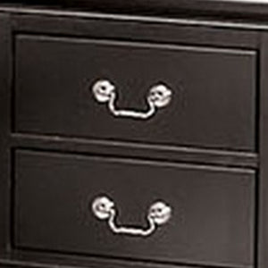 English Elm Ryla Solid Wood Two Drawer Nightstand with Dovetail Joinery and Bracket Feet in Matte Black Nickel B056P416911
