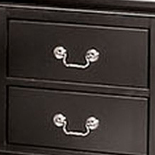 English Elm Ryla Solid Wood Two Drawer Nightstand with Dovetail Joinery and Bracket Feet in Matte Black Nickel B056P416911