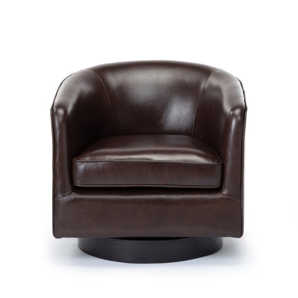 Comfort Pointe Turner Brown Top Grain Leather Swivel Chair Brown