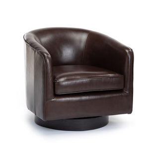 Comfort Pointe Turner Brown Top Grain Leather Swivel Chair Brown