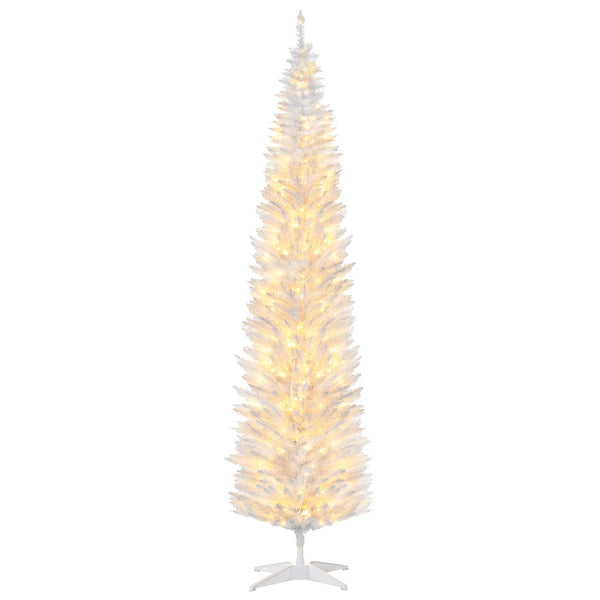English Elm Homcom 8' Slim Noble Fir Pre-Lit Christmas Tree With 300 Led Lights - Perfect For Small Spaces! W2225P249659