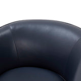 Comfort Pointe Taos Midnight Blue Top Grain Leather Wood Base Swivel Chair Midnight Blue / brown base