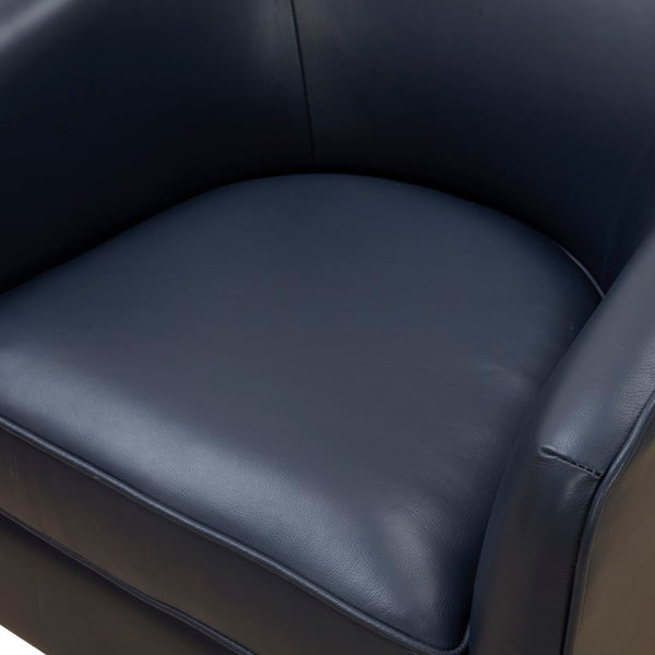 Comfort Pointe Taos Midnight Blue Top Grain Leather Wood Base Swivel Chair Midnight Blue / brown base