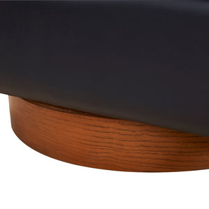 Comfort Pointe Taos Midnight Blue Top Grain Leather Wood Base Swivel Chair Midnight Blue / brown base