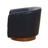 Comfort Pointe Taos Midnight Blue Top Grain Leather Wood Base Swivel Chair Midnight Blue / brown base