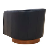 Comfort Pointe Taos Midnight Blue Top Grain Leather Wood Base Swivel Chair Midnight Blue / brown base