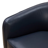 Comfort Pointe Taos Midnight Blue Top Grain Leather Wood Base Swivel Chair Midnight Blue / brown base