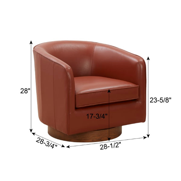 Comfort Pointe Taos Caramel Top Grain Leather Wood Base Swivel Chair Caramel / brown base