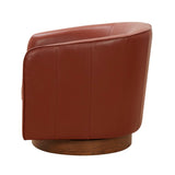 Comfort Pointe Taos Caramel Top Grain Leather Wood Base Swivel Chair Caramel / brown base