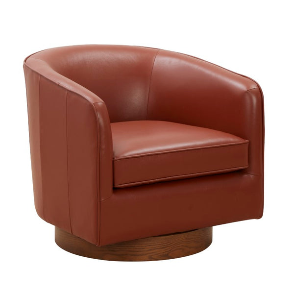 Comfort Pointe Taos Caramel Top Grain Leather Wood Base Swivel Chair Caramel / brown base