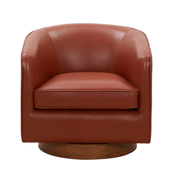 Comfort Pointe Taos Caramel Top Grain Leather Wood Base Swivel Chair Caramel / brown base