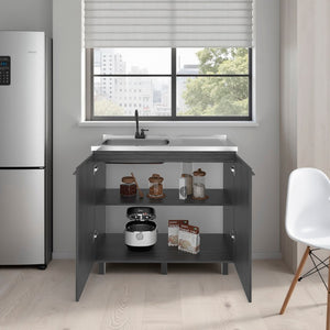 English Elm Fm Furniture Napoleon White Kitchen Set with Dishwasher Bay and Upper Cabinet Storage B128S00253
