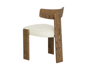 Sunpan HORTON Dining Chair - Modern Minimalist Oak Frame with Warm Brown Finish & Geralt Linen Comfort 112107