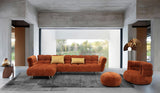 VIG Furniture Divani Casa Jacinda - Modern Burnt Orange Fabric Left Facing Sectional Sofa + 2 Yellow Pillows VGEV-23106-ORG-LAF