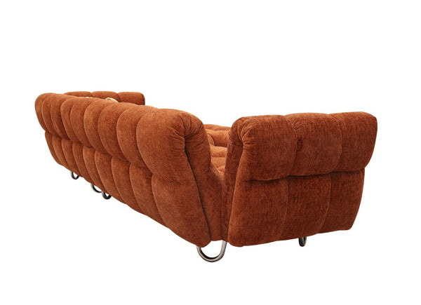 VIG Furniture Jacinda Burnt-Orange Mid-Century Right-Facing Sectional Sofa With Chaise, Stainless Legs & Pillows VGEV-23106-ORG-RAF