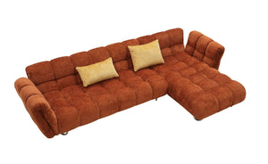 VIG Furniture Jacinda Burnt-Orange Mid-Century Right-Facing Sectional Sofa With Chaise, Stainless Legs & Pillows VGEV-23106-ORG-RAF