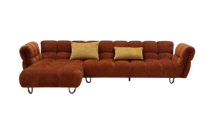 VIG Furniture Divani Casa Jacinda - Modern Burnt Orange Fabric Left Facing Sectional Sofa + 2 Yellow Pillows VGEV-23106-ORG-LAF