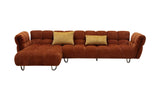 VIG Furniture Divani Casa Jacinda - Modern Burnt Orange Fabric Left Facing Sectional Sofa + 2 Yellow Pillows VGEV-23106-ORG-LAF