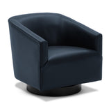 Comfort Pointe Gaven Midnight Blue Wood Base Swivel Chair Midnight Blue