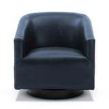 Comfort Pointe Gaven Midnight Blue Wood Base Swivel Chair Midnight Blue