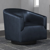 Comfort Pointe Gaven Midnight Blue Wood Base Swivel Chair Midnight Blue