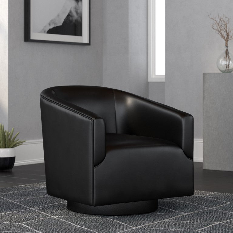 Comfort Pointe Gaven Black Wood Base Swivel Chair Black